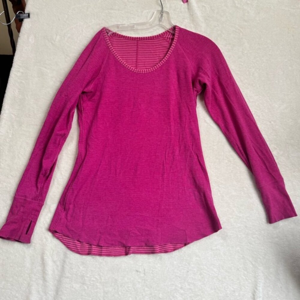 Lululemon Reversible Open Your Heart Striped Long Sleeve Crew Neck Top Long 12 - Picture 3 of 14
